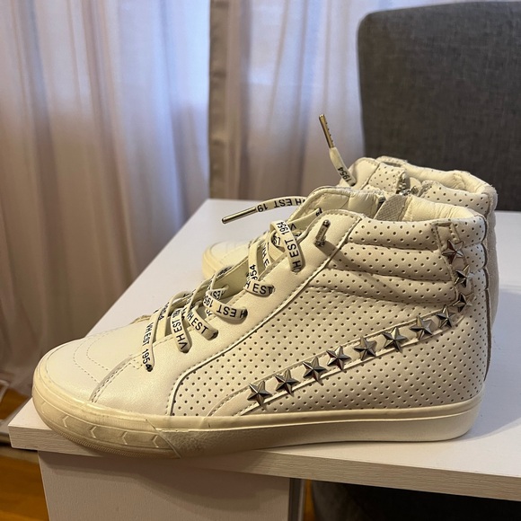 Vintage Havana White High-Top Sneakers with Star Accents Size 8 New - Picture 5 of 10
